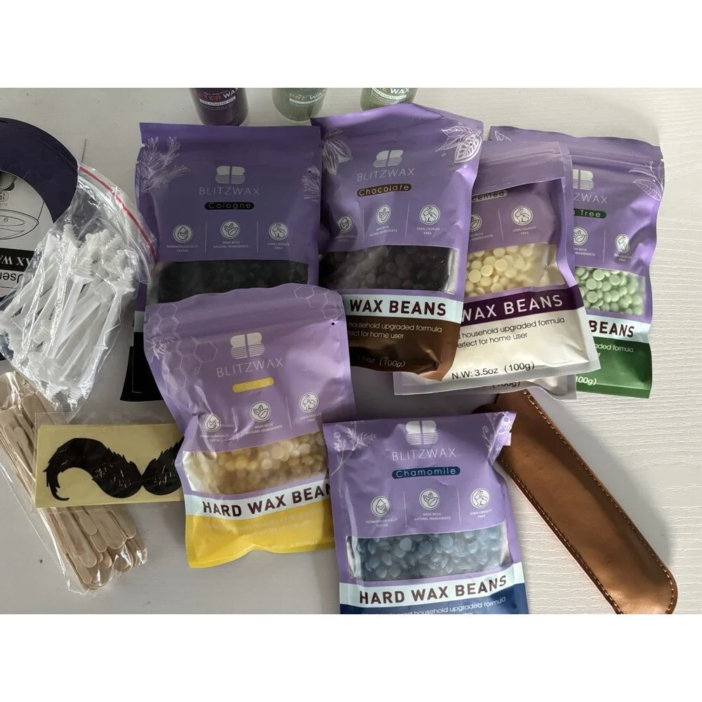 BLITZWAX Waxing Kit for Men, Hard Wax Warmer for Face, Arms, Legs